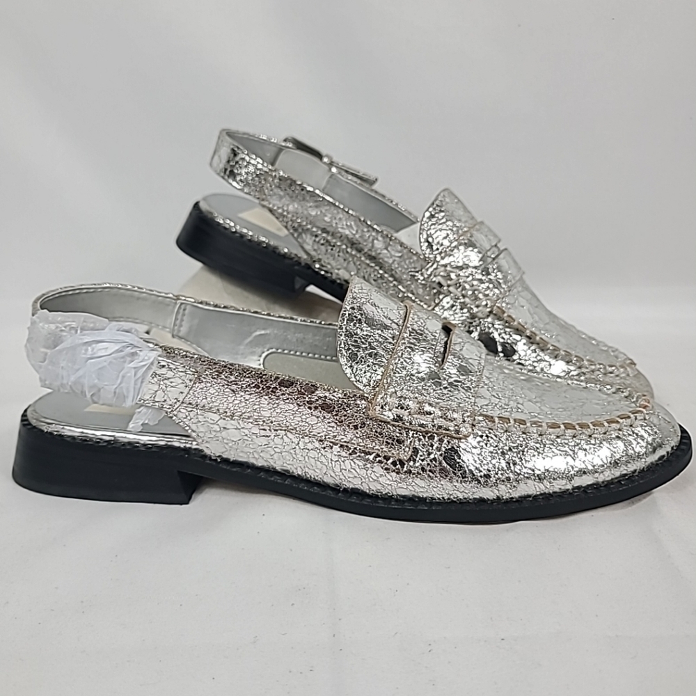 Dolce Vita Silver Metallic Slingback Loafers